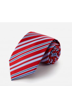 Red Striped Cotton & Polyester NeckTie