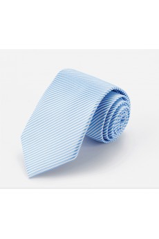 Blue Striped Cotton & Polyester NeckTie