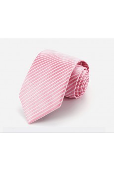 Pink Striped Cotton & Polyester NeckTie