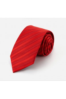 Red Striped Cotton & Polyester NeckTie