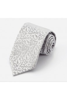 Gray Floral Cotton & Polyester NeckTie