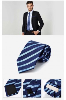 Blue Striped 100% Silk NeckTie