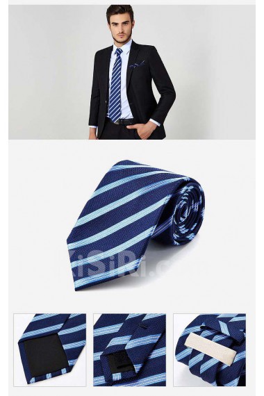 Blue Striped 100% Silk NeckTie