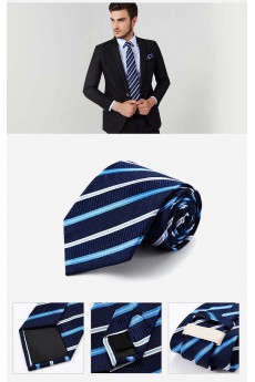 Blue Striped 100% Silk NeckTie