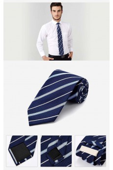 Blue Striped 100% Silk NeckTie