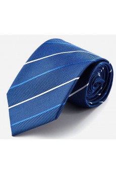 Blue Striped 100% Silk NeckTie