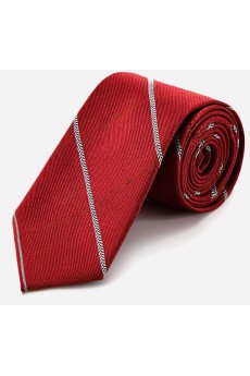 Red Striped 100% Silk NeckTie