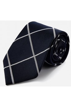 Black Plaid 100% Silk NeckTie