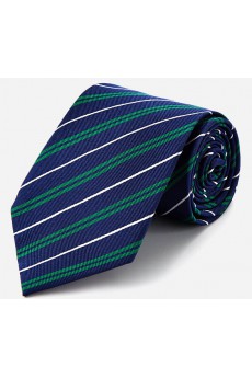 Blue Striped 100% Silk NeckTie