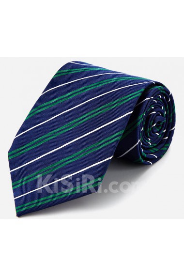 Blue Striped 100% Silk NeckTie