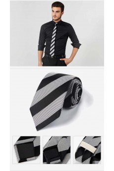 Black Striped Polyester NeckTie