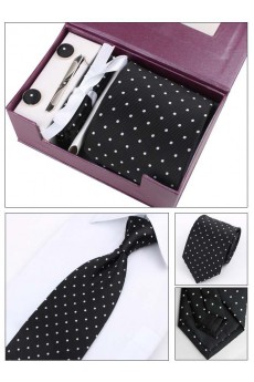 Black Polka Dot Polyester NeckTie