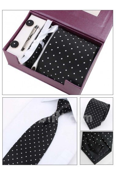 Black Polka Dot Polyester NeckTie