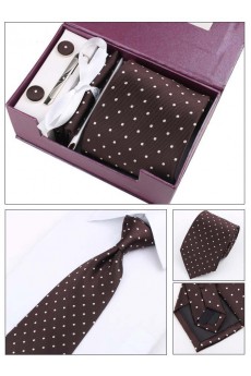 Brown Polka Dot Polyester NeckTie