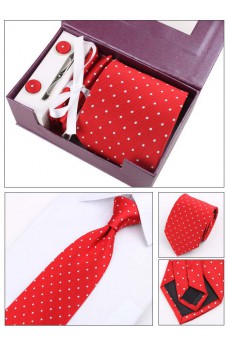 Red Polka Dot Polyester NeckTie