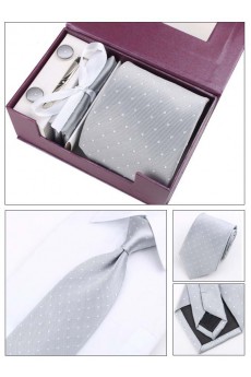 Gray Polka Dot Polyester NeckTie