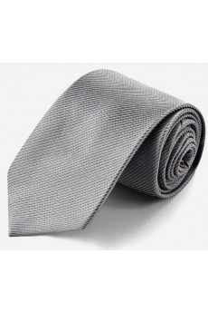 Gray Solid 100% Silk NeckTie