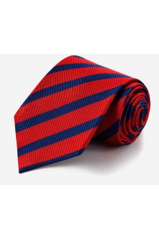 Red Striped 100% Silk NeckTie