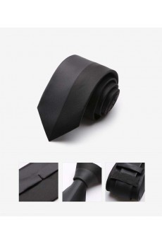 Black Striped Microfiber Skinny Tie