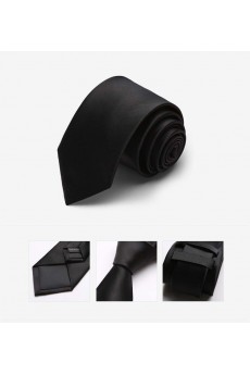 Black Solid Microfiber Skinny Tie