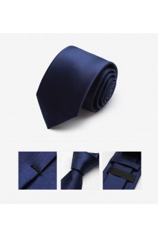 Blue Solid Microfiber Skinny Tie