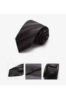 Black Striped Microfiber Skinny Tie