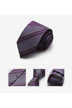 Purple Striped Microfiber Skinny Tie