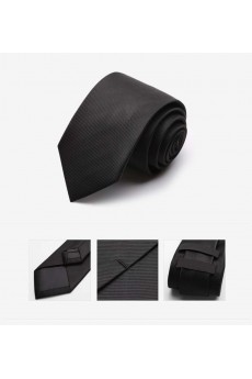 Black Striped Microfiber Skinny Tie