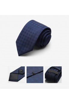 Blue Checkered Microfiber Skinny Tie