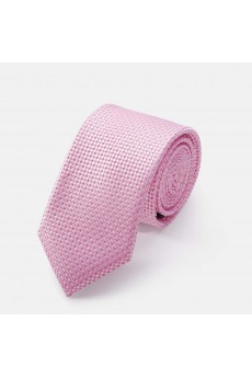 Pink Checkered Microfiber Skinny Tie