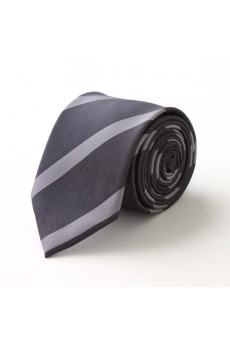 Gray Striped Microfiber Skinny Tie