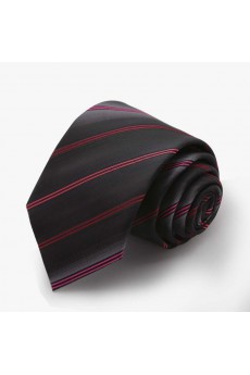 Black Striped Microfiber Skinny Tie