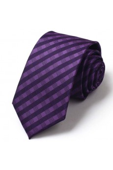 Purple Striped Microfiber Skinny Tie