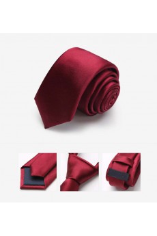 Red Solid 100% Silk Skinny Tie