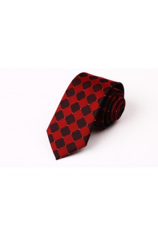 Red Checkered Microfiber Skinny Tie