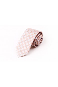 Pink Checkered Microfiber Skinny Tie