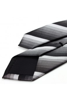 Gray Striped Microfiber Skinny Tie