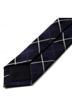 Blue Checkered Microfiber Skinny Tie