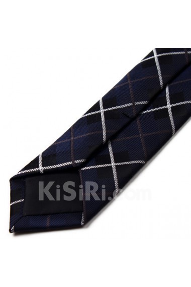 Blue Checkered Microfiber Skinny Tie