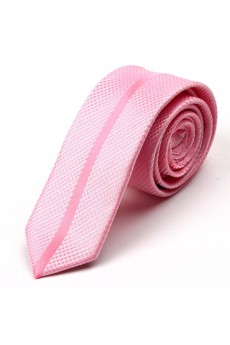 Pink Striped Microfiber Skinny Tie