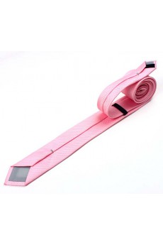 Pink Striped Microfiber Skinny Tie