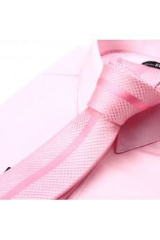Pink Striped Microfiber Skinny Tie