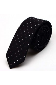 Black Polka Dot Microfiber Skinny Tie