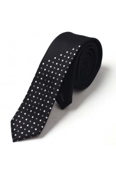 Black Polka Dot Microfiber Skinny Tie