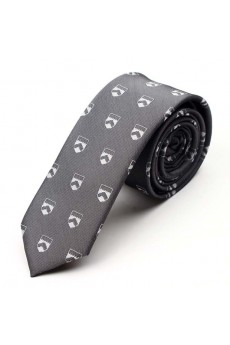 Gray Floral Microfiber Skinny Tie