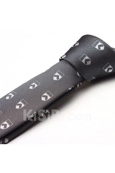 Gray Floral Microfiber Skinny Tie