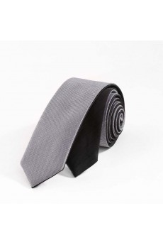 Gray Solid Microfiber Skinny Tie