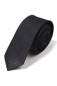 Black Polka Dot Microfiber Skinny Tie