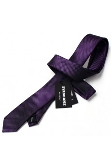 Purple Checkered Microfiber Skinny Tie