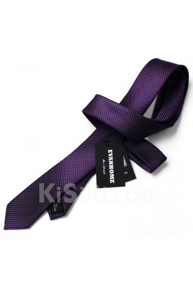 Purple Checkered Microfiber Skinny Tie